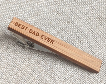 Wood engraved Tie Bar. Great gift for groomsmen, lds missionary, fathers day, anniversary gift.