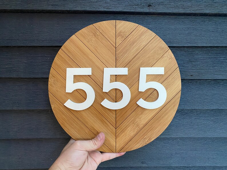12 or 16 inch Bamboo circle name sign Family Name sign, Wedding gift Chevron wood name sign Modern Nursery decor Baby name sign