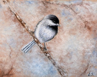 Original pastel drawing Bird