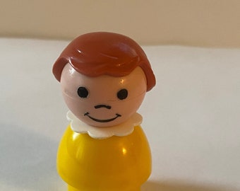 Vintage Fisher Price Little People Yellow Girl with Brown Hair
