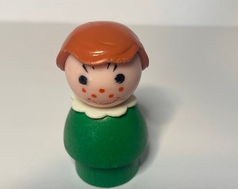 Vintage Fisher Price Little People Green Girl with Freckles