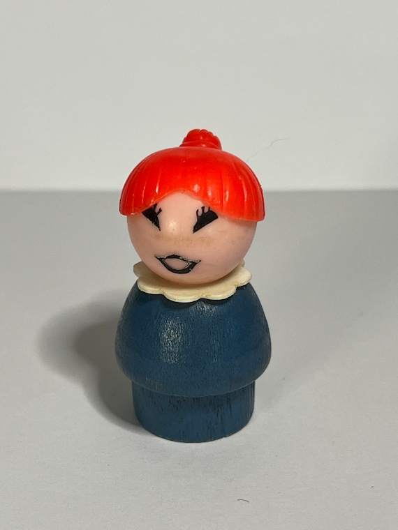 Vintage Fisher Price Little People Blue Girl With Red Hair in