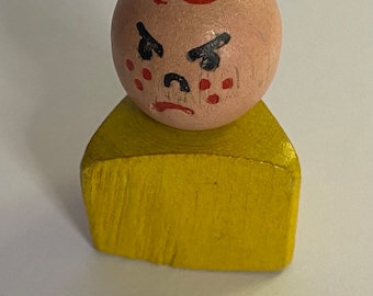 Vintage Fisher Price Little People Boy with Triangle Yellow Body- Wood