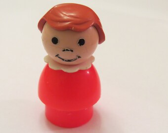Vintage Fisher Price Little People Girl Red with Brown Hair