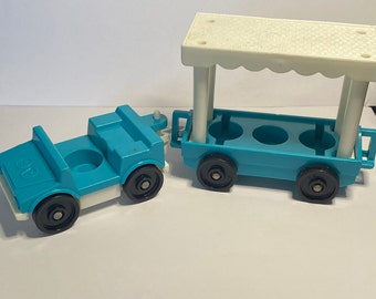 Vintage Fisher Price Little People Zoo Straßenbahn und Auto