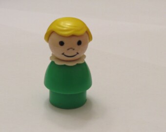 Vintage Fisher Price Little People Blonde Girl Green Body