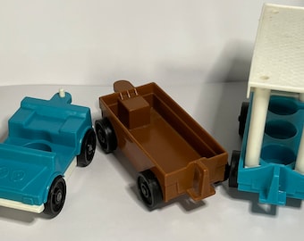 Vintage Fisher Price Little People Zoo Straßenbahn und Auto