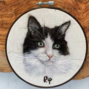 Custom Pet Portrait, Personalized Pet Art, Dog Portrait, Cat Portrait, 6 Hoop Art, Pet Loss Gift, Hand Embroidery, Wool Felt, Needle Felted image 6