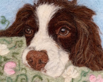 Custom Needle Felted Pet Portrait: Hand Embroidered 6" or 8"  Hoop Art cat loss