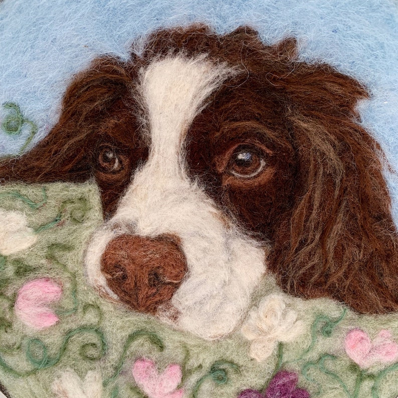 Custom Pet Portrait, Personalized Pet Art, Dog Portrait, Cat Portrait, 6 Hoop Art, Pet Loss Gift, Hand Embroidery, Wool Felt, Needle Felted image 1