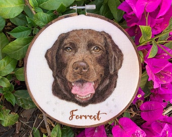 Custom Pet Portrait, Personalized Pet Art, Dog Portrait, Cat Portrait, 8" Hoop Art, Pet Lover Gift, Pet Loss Gift, Wool Felt, Needle Felted