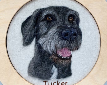 20cm Tierportrait, Tierportrait nach Maß, Memory Hoop Art, Nadel gefilzte Kunst, Haustier Verlust Geschenk, Wolle Bild, Personalisiertes Haustier Bild, Personalisiert