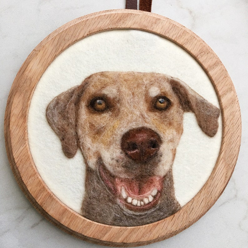 Personalisierte Haustier Kunst, Hunde Portrait, Katzen Portrait, 15 cm Stickrahmen, Haustier Verlust Geschenk, Handstickerei, Wollfilz, Nadelgefilzt Bild 8