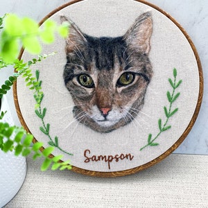 Custom Pet Portrait, Personalized Pet Art, Dog Portrait, Cat Portrait, 6 Hoop Art, Pet Loss Gift, Hand Embroidery, Wool Felt, Needle Felted image 9