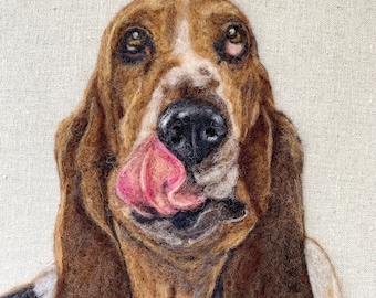 Custom Needle Felted Pet Portrait: Hand Embroidered Wool Art