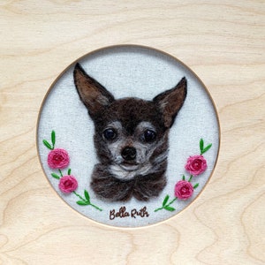 Custom Dog Portrait, Personalized Embroidery, Pet Memory Gift, Hoop Art, Custom Cat Picture, Needle Felted Art, Pet Loss Gift, Wool Painting