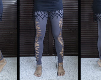 Tribal Legging grey Shredded cutted