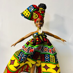 Muñeca de moda afroamericana – Curvy Fashionista, auténtica tela africana