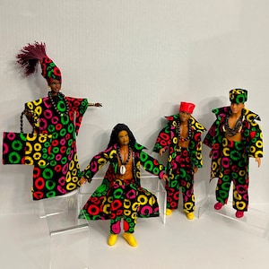 African American Re-clothed Dolls - Curvy Barbie - Ken - Fresh Squad - Authentic African Fabric