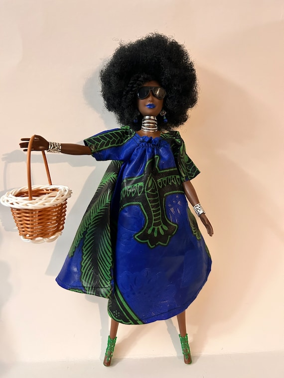 blue dress for baby girl Barbie Fashionistas Doll with Blue Hair and Pink & Black Dress – Square  Imports main image 1