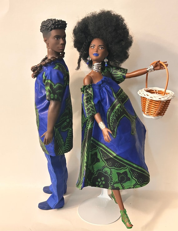 African American Fashionistas Dolls Barbie Blue Lips- Ken Re