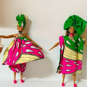 African American Mattel Fashionistas Barbie Dolls - Reclothed- African Atires