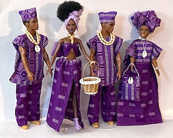 Muñeca Barbie Fashionistas Afroamericanas – Auténtico atuendo de tela real