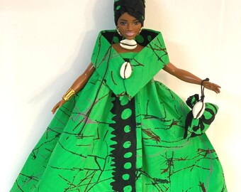 Muñeca de moda afroamericana – Vestida con tela africana auténtica