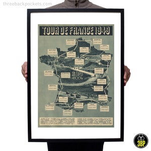 Grand Tour de France 1949 grand tour carte d’itinéraire tirage photographique