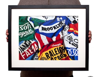 Iconic vintage cycling jerseys print