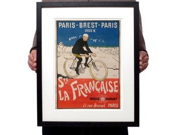 1901 Paris-Brest winner Maurice Garin using &#39;La Francaise&#39; bicycles poster