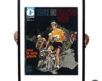 Large Tour de France 1970 Eddy Merckx magazine cover print