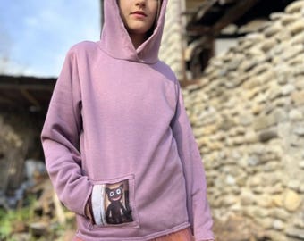 Custom Kids Hoodie with Cartoon Cat SCP Protective Monster Hoodie  Personalized Children’s Pullover  Gift Set Option with Plush Toy