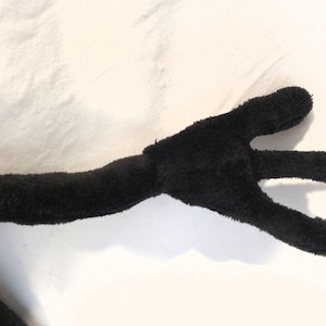 Puede incluir: Brazo de peluche negro con tres dedos extendidos, el brazo est&aacute; doblado en el codo.