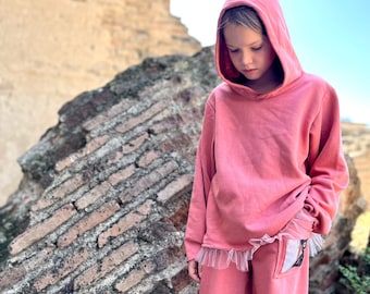 Pink Hoodie for girls with Monster&Protector Print Cartoon Mouse SCP Custom Order