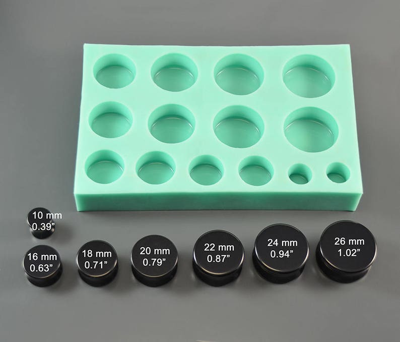 Silicone Mold 14 Plugs several Sizes Round Tunnels Form Etsy