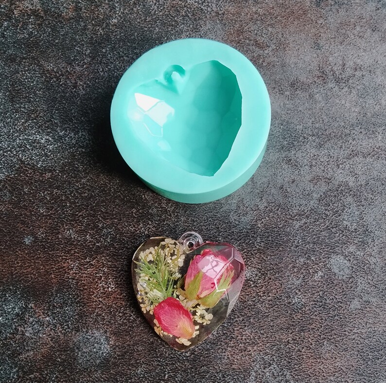 Silicone Mold Faceted Heart With a Loop 43 Mm 1 3/4 Etsy
