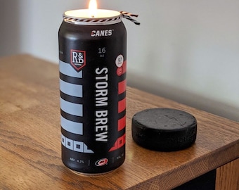 Carolina Hurricanes Storm Brew Candle | 100% Soy Wax | Handmade in a Upcycled R&D Can | Alternative Wax Candle Co.