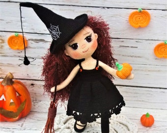 PATTERN - Doll Little Witch - crochet pattern, amigurumi pattern, halooween PDF, Amigurumi Halloween Witch