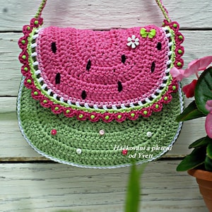 PATTERN - Watermelon handbag - crochet pattern, purse, bag, PDF