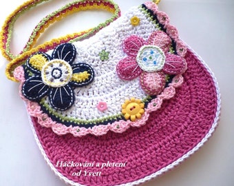 PATTERN - flower handbag - crochet pattern, purse, bag, PDF