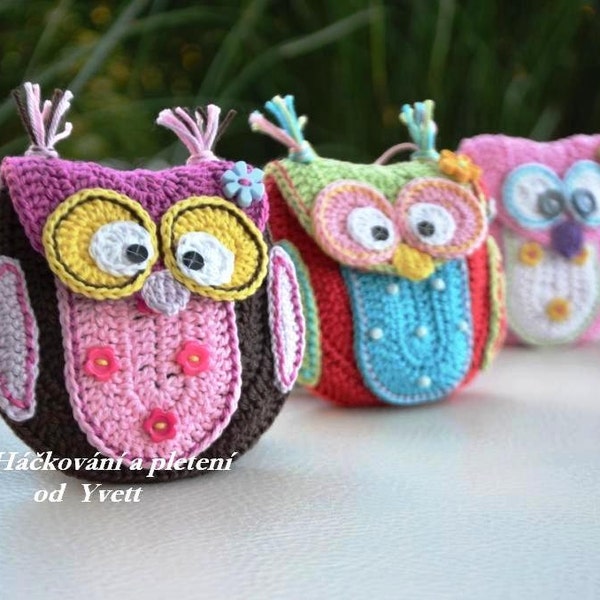 PATTERN - Owl purse - crochet pattern, handbag, PDF