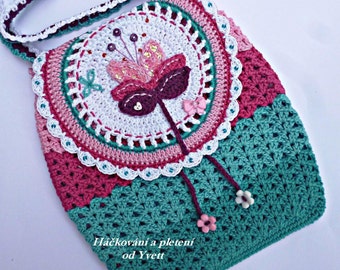 PATTERN - handbag Magical flower - crochet pattern, purse, bag, PDF