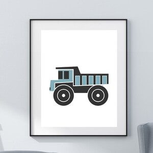 Nursery Dump Truck Print Digital Construction Wall Art Boy Nursery Art Dump Truck Printable Blue Nursery Decor Construction Nursery Poster