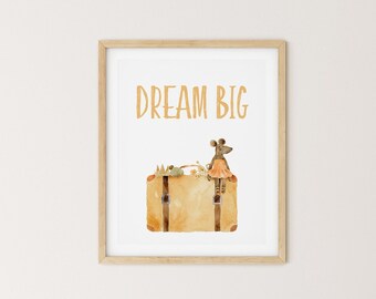 Boho Travel Print Dream Big Sign Adventure Nursery Travel Nursery Decor Travel Theme Vintage Luggage Boho Gallery Wall Retro Travel Poster