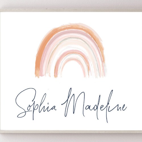 Personalized Name Sign Rainbow Poster Baby Girl Name Etsy
