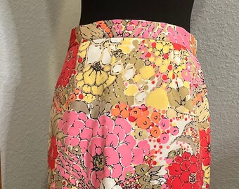 60’s/70’s Floral Print Polyester Maxi Skirt