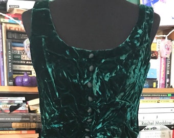 60's Handmade Green Crushed Velvet Party Dress
