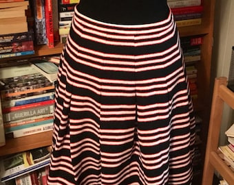 80's Striped Pleated Polyester Skirt by Act III