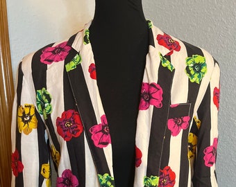 80’s/90’s Forenza Bold Stripe/Flower Print Blazer